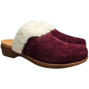 Waco Shoe Company Northridge Cozy Women's Burgundy Suede Shearling Clogs‎ 10B